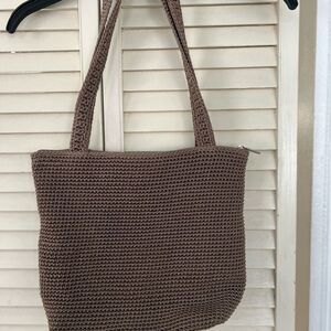 Brown Knit Tote Bag